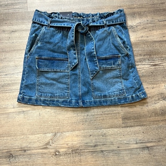Indigo Rein Paperbag Waist Denim Skirt w/ pockets - cargo Style NWT sz 15 - Picture 1 of 6